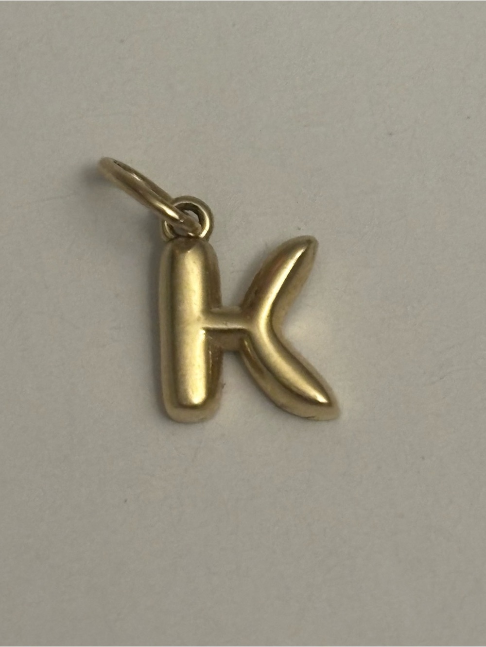 Gold Bubble Letter 'K' Initial Charm